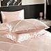 Chumerry Rich Satin Comforter Set Light Pink Pintuck Bedding Set King Size Bed in a Bag Extra Smooth Luxury Silk Like Silky Duvet Diamond Geometric Pinch Pleat Bed Set
