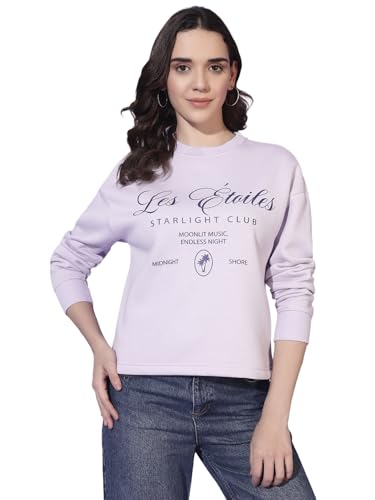 Image of Women's Sweatshirt | Cotton Blend Fleece Winter Top | Full Sleeve Crew Neck | Printed Casual Wear for Women | XS-XL
