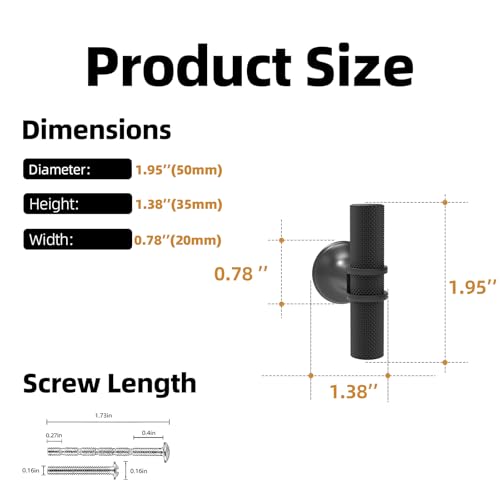 KOMOTIA 10 Pack Cabinet knurled Knobs Matte Black Kitchen Cabinet Knobs Aluminum and Zinc Alloy Drawer Pulls Solid Cabinet Hardware by KOMOTIA - Used condition - Image 2