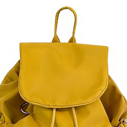 Cartable en nylon de grande capacité avec cordon ajustable jaune - 7
