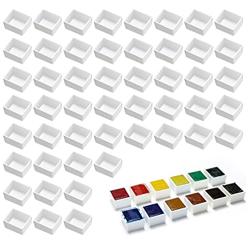 Pentole per Acquerelli, Teglie per Acquerello, Padelle per Pittura, Acquerello Mezze Pentole, Pentole per Pittura ad Acquerello in Plastica per Oli per Acquerelli Fai da Pigmenti per Pittura, 50 Pack