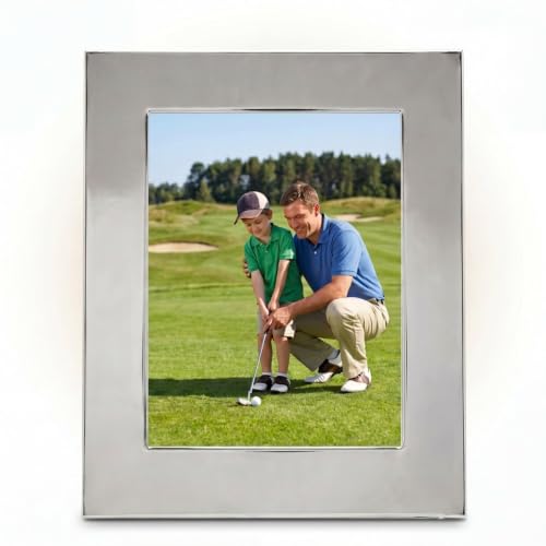 Creative Gifts International Oxford Photo Frame NP | 8" x 10" Picture Frame | Bright Metal Finish | Vertical or Horizontal Display | Black Flocked Back | Elegant Gift Frame