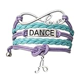 Infinity Love Dance Bracelet - Purple and Teal Braided Multi-Strand Adjustable Charm Bracelet with Initial Letter Pendant for Dancers
