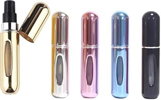 زجاجة برفان ميني قابلة لإعادة الملء عملية وخفيفة الوزن مثالية لحمل العطر أو المعقم أو الكحول في أي مكان مثل المدرسة الجامعة، النادي الجيم أو العمل تأتي بألوان متعددة أنيقة وتباع كطقم من 5 قطع (H)