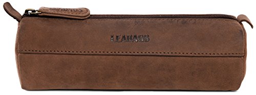LEABAGS Fort Worth Trousse en Cuir véritable de Buffle au Look Vintage (Muscade) Cover