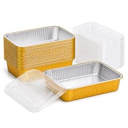20 Pack 11"×8" Aluminum Pans with Lids Heavy Duty 5 LB Capacity Foil Food Containers with Lid, Disposable Tin Foil Pans with Lids for Baking, Meal Prep, Freezer, Heating and Takeout
