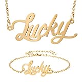 HUAN XUN Lucky Family Name Necklace & Bracelet Gold Color Plated Gift Set