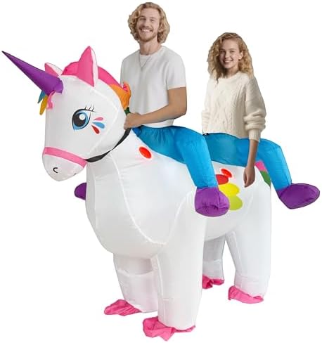Couples Inflatable Unicorn Costume Halloween Adult Ride On Deluxe...