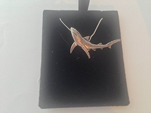 Requin bleu F7 Pendentif en véritable argent sterling 925 fabriquée à la main avec chaîne prideindetails 26 cm-Coffret cadeau