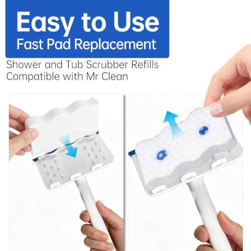 Image of Shower and Tub Scrubber Refills Compatible with Mr. Clean, 4 Pack | Magic Eraser Bathroom Cleaning Refills, All-in-One Soap Scum Remover, Built-In Cleaning Formula, Easy to Use, Great for Homes