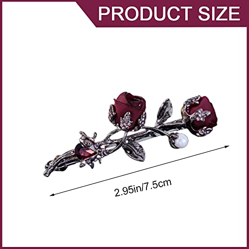 Dhinkyoung Vintage Crystal Rose Hair Clip Rhinestones Rose Flower Hair Barrette Vintage Style Hair Pin For Women Ladies Hair Decoration Wedding Party Gifts #TOP1