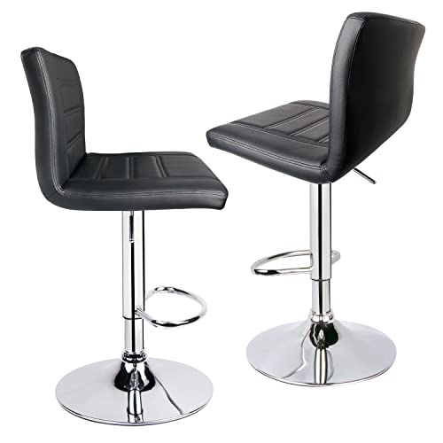 Leopard Bar Stools Set Of 2, Modern Adjustable Bar Stool With Back, Swivel Barstool - Black #TOP5
