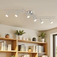 Ketom Deckenstrahler LED 6 Flammig Silber, Deckenlampe GU10 LED, Schwenkbar Strahler Innen Decke, Deckenlampe Spots Metall, Modern Deckenleuchte Strahler für Wohnzimmer Küche, Ohne Leuchtmittel