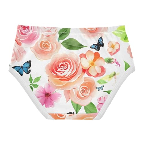 Rose Painted Pink Flowers Girl Panties Cute Toddler Underwear Floral Cotton Florals Briefs Kids Undies 2t2