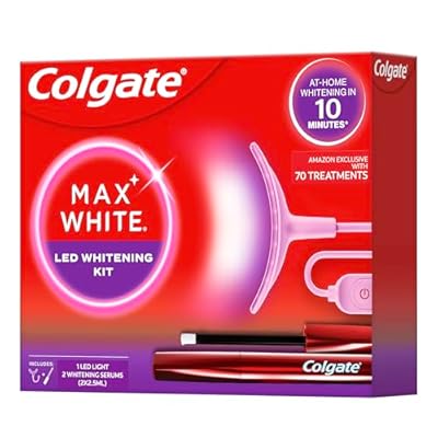 Colgate Max White Kit de blanqueamiento dental con LED - Revierte hasta 20 años de manchas* - Pack 2 sueros blanqueadores de dientes con nuevo aplicador de precisión