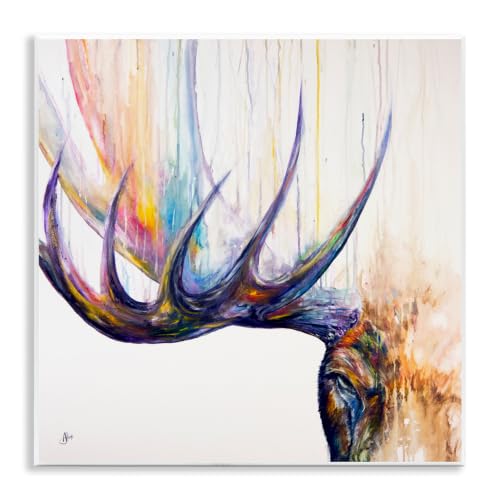 Elk Antler Portrait Wildlife, 12 x 12 Inch Mounted Print on Wall Plaque