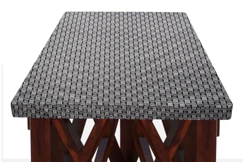 Image of The Furnishing Tree Elastic Rectangular Dining Table Cover WxL 36x63 in Inches Polyester Basketweave Pattern Grey