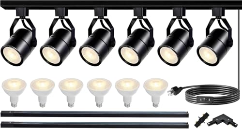 Image of 6 Pcs Black LED Track Lighting Kit 3000K Warm White