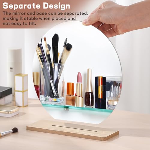 Espejo de maquillaje redondo sin marco para escritorio miniatura 4