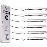Arcos Juego Cuchillos Carne | 6 Piezas | Cuchillo chuleteros | Mango Plano clásico | monobock | Cuchillos Carne Hoja 110 mm | Cubiertos Acero Inoxidable | Caja Envase Ecológico (Filo Serrado)