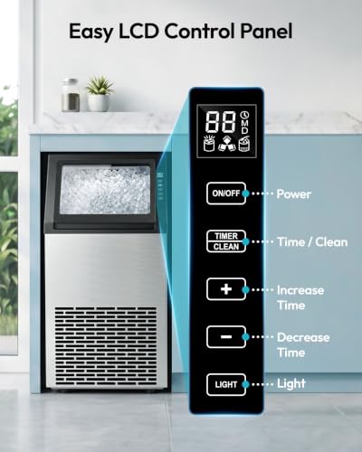 Image of EUHOMY Commercial Ice Maker Machine,80lbs /24H Stainless Steel Under Counter Ice Machine with 33lbs Storage Bin, Freestanding Ice Maker for Home /Bar /Cafe /Restaurant