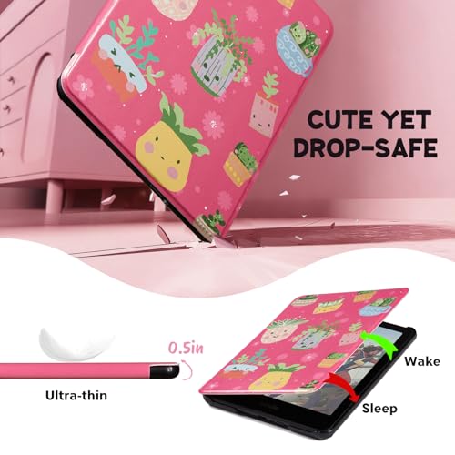 Image of CoBak Lightweight Stand Cute Case for 7 inch Kindle Paperwhite 12th Gen 2024 and Kindle Colorsoft with Right Hand Strap - Compatible with iPhone MagSafe, for Samsung /Anker Wireless Charging Pads
