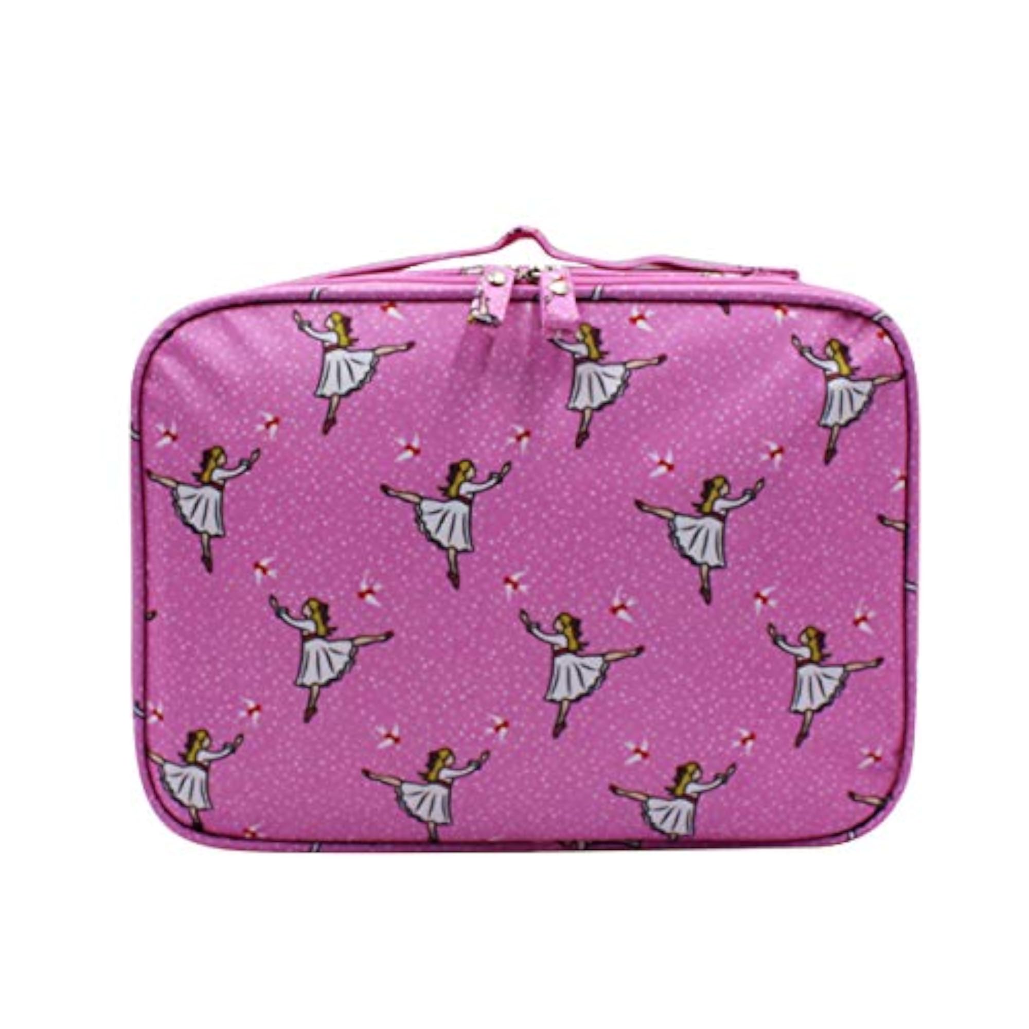 Portable Waterproof Makeup Cosmetic Bag for Women, Pink Dancing