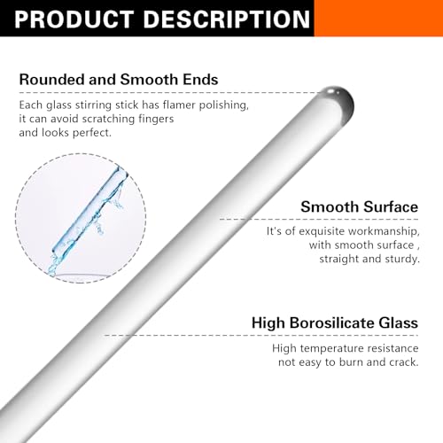 12pcs glass stirring rod stir stick with both ends round - 15834 13834 1234 1034 834 634 long - 2 piece for every style -12pcspk 12