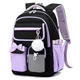 JANSBEN Schulrucksack Mädchen Teenager Schultasche, Wasserabweisender Oxford Rucksack Schule Mit Anti-Rutsch-Brustgurt, 28L Großer Tagesrucksack Für DIN A4 Ordner Mit Diebstahlschutz