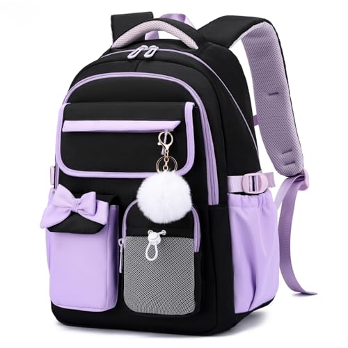 Image of JANSBEN School Bag for Girls Water Resistant Oxford Rucksack Fits A4 Folders Lightweight Teenager Backpack with Anti-Theft Pocket and Chest Strap for Secondary School Campus Commute