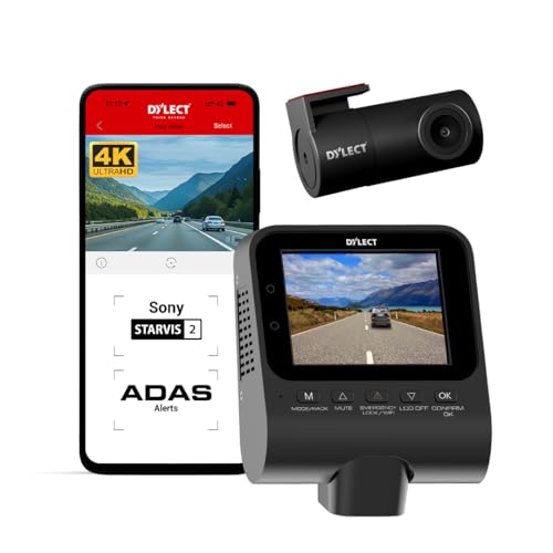 Image of Dylect Sense 4K Max 2 Channel Dash Cam with Sony STARVIS 2, 4K Front + 1080p Rear, ADAS Safety, GPS, Wi-Fi, Night Vision, 140 Wide Angle, Loop Recording, 2.4 inch IPS, Supports 1TB