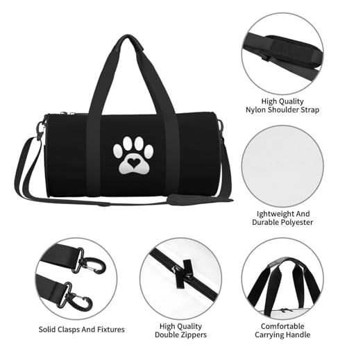 Paw Print Heart Dog Cat Convertible Garment Bag with Shoulder Strap, Carry on Garment Duffel Bag for Men Women - Rolling Foldable for Travel Luggage Bags (Black) 6