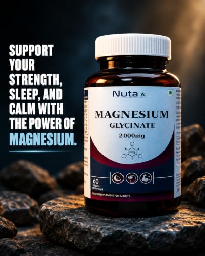 Image of Magnesium Glycinate 2000mg | Highly Bioavailable Magnesium Tablets for Sleep, Muscle Relaxation & Stress Support | 60 Tablets