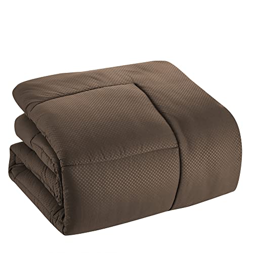 Image of Sweet Home Collection 8 Piece Comforter Set Bag Design, Bed Sheets, 2 Pillowcases, 2 Shams Down Alternative All Season Warmth, King, Checkered Chocolate