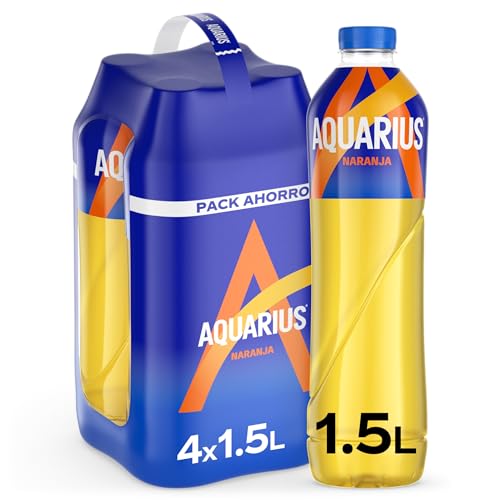 Aquarius Naranja - Bebida funcional con sales minerales, baja en calorías - Pack 4 botellas 1.5L