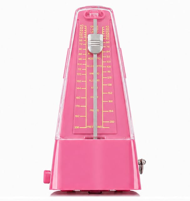 Image of Perlman Traditional Wind Up Mechanical Metronome for Piano Guitar Bass Drum Violin and Other Musical Instruments (Pink)