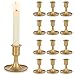 Gold Taper Candle Holder Set of 12, Hewory Short Skinny Brass Candlestick Holders, Vintage Small Low Metal Candles Sticks for Wedding Centerpieces Christmas Birthday Party Holiday Dinning Table Decor