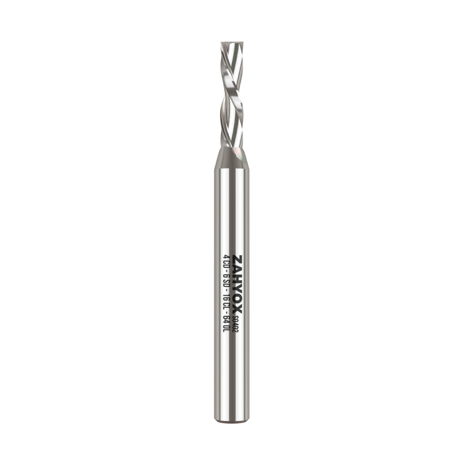 ZahyoX 6mm Shank Downcut Spiral CNC Router Bit, 4mm Cutting Diameter, 6mm Shank Diameter - 16mm Cutting Diameter - 64mm Overall Length, Double Flute Solid Carbide CNC End Mill