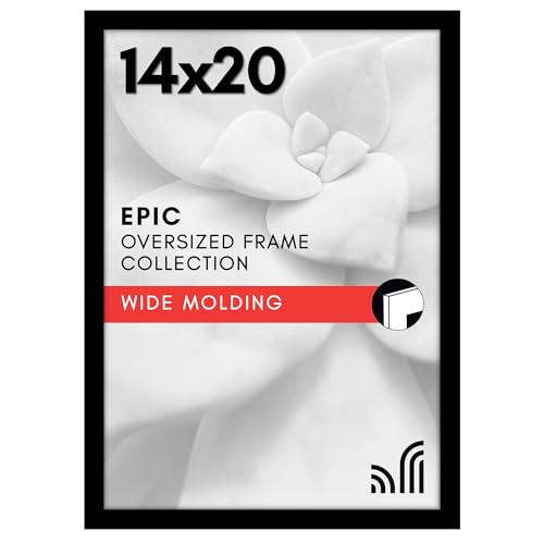 Americanflat 14x20 Picture Frame with Polished Plexiglass - Black Picture Frame - Wide Photo Frames Made of Engineered Wood for Vertical or Horizontal Wall Display - Epic Collection - Black