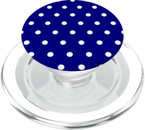 Patrón de Moda de Lunares de Polka Azul Marino y Blanco PopSockets PopGrip para MagSafe