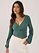 ZAFUL Women's Pullover Ribbed Batwing Lantern Sleeve Knitwear Knitted Crop Top Solid Round Neck Long Sleeve T-Shirt Green