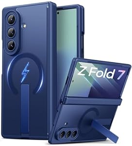 SIXBOX for Samsung Galaxy Z Fold 7 Case with Stand, Compatible with MagSafe, Full Lens & Hinge Protection, Front Screen Protector, Military Grade Rugged Phone Cover Case for Galaxy Z Fold 7, Blue