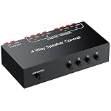 audio selector switch 3.5 mm 【Compatible con Amplificadores y Receptores】Este conmutador de audio estéreo soporta hasta 150W RMS por canal y es compatible con altavoces de 4Ω a 16Ω. Funciona con la mayoría de amplificadores domésticos, receptores AV y sistemas estéreo convencionales. Permite distribuir la señal de forma estable hacia múltiples altavoces sin necesidad de adquirir costosos sistemas de gestión multizona.