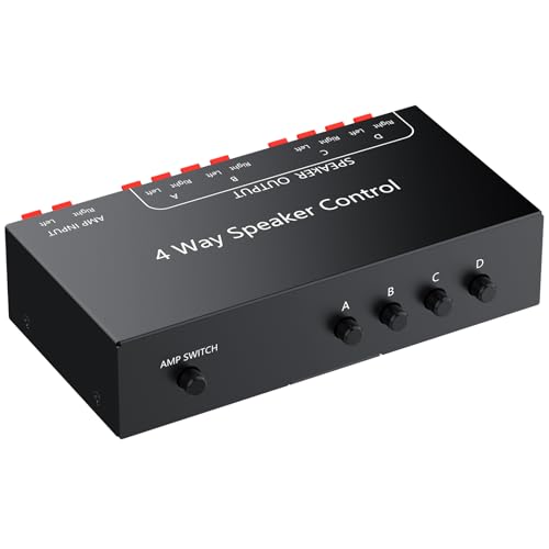 PROZOR Selector Altavoces 4 Zonas Conmutador Audio Estéreo 1 a 4 150W