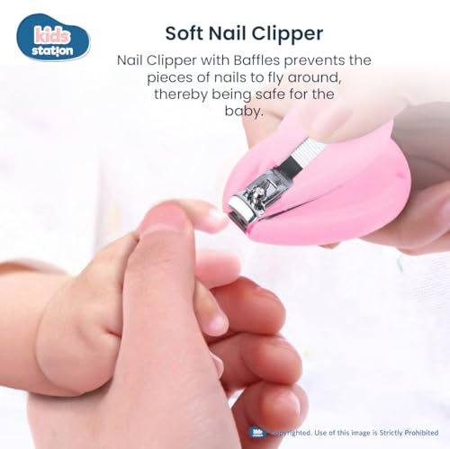 Image of Kids Station Portable Baby Potty Training Seat with 4 Piece Baby Grooming Kit - Potty Training Seat for 1+ Year child - Nail Filer, Rounded Scissors, Nail Cutter and Tweezer - (Pink)