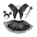 Produktbild kaiser24 Mädchen Damen Schwarze Fee Kostüm 4tlg. Tutu Set Halloween