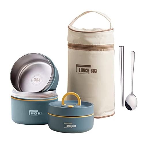 Recipiente térmico de acero inoxidable para comida, recipiente para alimentos, 3 niveles, recipiente de transporte térmico, para almuerzo