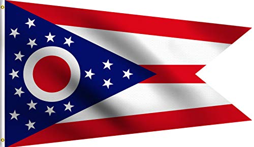 DMSE Ohio State Flag, 2ft x 3ft - Vivid Colors & Crisp Seal Details - Lightweight 100D Polyester with Quad-Stitched Edges (2ft x 3ft)