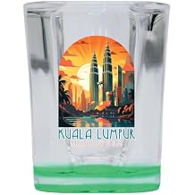 Kuala Lumpur Malaysia Design A Souvenir 2.5 Ounce Shot Glass Square Green Single