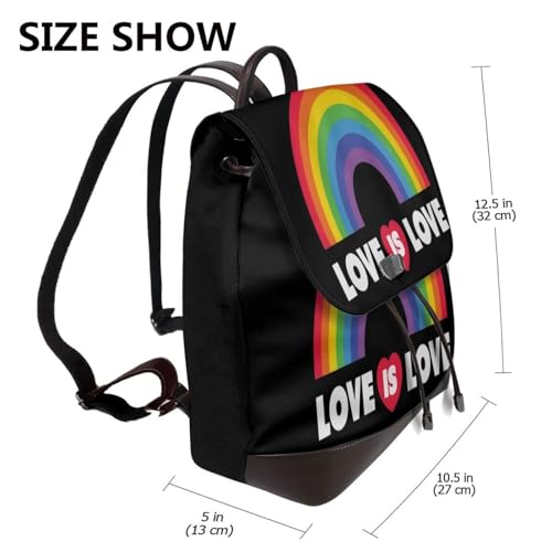 Love Is Love LGBT Gay Pride Rainbow Microfiber PU Leather Backpack Lightweight Daypack Bag for Travel Business Commute Gym2